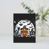 Spooky Pumpkin und Ghost Postkarte (Stehend Vorderseite)