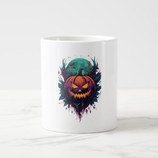 Spooky Pumpkin unter Vollmond Jumbo-Tasse (Vorderseite)