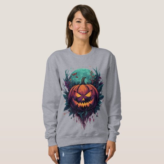 Spooky Pumpkin unter Vollmond Sweatshirt (Vorne ganz)