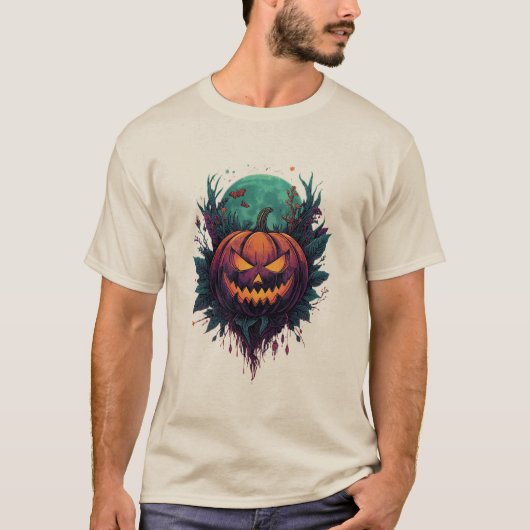 Spooky Pumpkin unter Vollmond T-Shirt (Vorderseite)