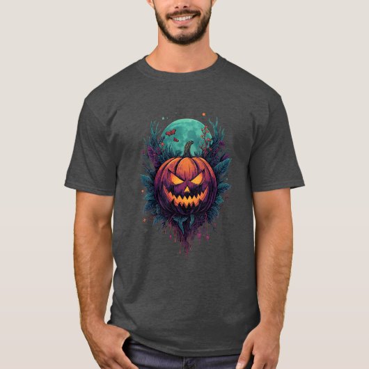 Spooky Pumpkin unter Vollmond T-Shirt (Vorderseite)