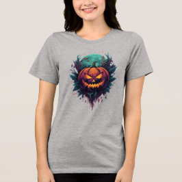 Spooky Pumpkin unter Vollmond Tri-Blend Shirt