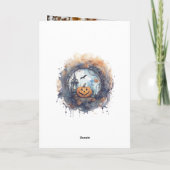 Spooky Pumpkins Bats Moon Foto Happy Halloween Karte (Rückseite)