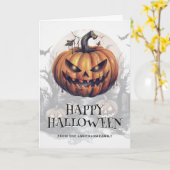 Spooky Pumpkins Bats Moon Foto Happy Halloween Karte (Gelbe Blume)