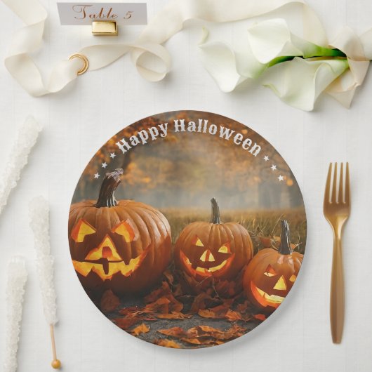 Spooky Pumpkins Family Collection Pappteller (Hochzeit)