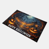 Spooky Pumpkins | Frohe Halloween Fußmatte (Schrägansicht)