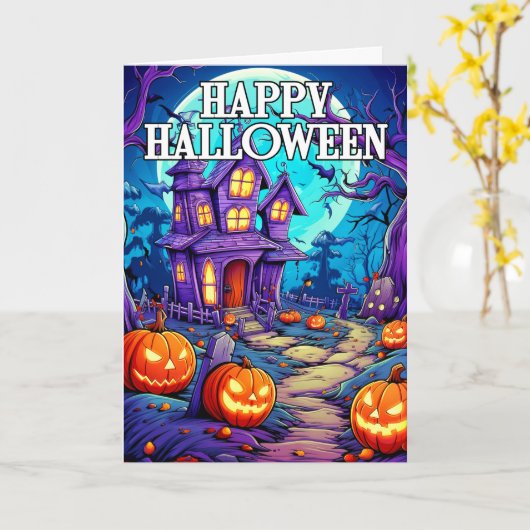 Spooky Pumpkins | Frohe Halloween Karte (Gelbe Blume)