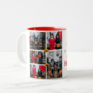 Spooky Pumpkins Halloween Familienfoto Collage Zweifarbige Tasse