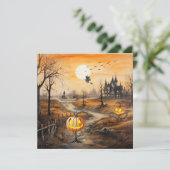 Spooky Pumpkins Halloween Feiertagskarte (Stehend Vorderseite)