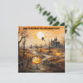 Spooky Pumpkins Halloween-Party Einladung (Stehend Vorderseite)