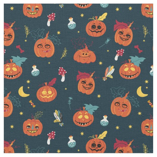Spooky Pumpkins Halloween-Stoffdesign Stoff (Nahaufnahme)