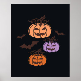 Spooky Pumpkins Trio Halloween Jack-o’Lantern Poster