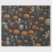 Spooky Pumpkins und Beängstigende Geister Geschenkpapier (Flach)