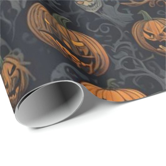 Spooky Pumpkins und Beängstigende Geister Geschenkpapier (Rolleneckpunkt)