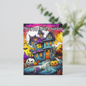 Spooky Pumpkins Verhalten schlecht | Frohe Hallowe Postkarte (Stehend Vorderseite)