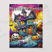 Spooky Pumpkins Verhalten schlecht | Frohe Hallowe Postkarte (Vorderseite)