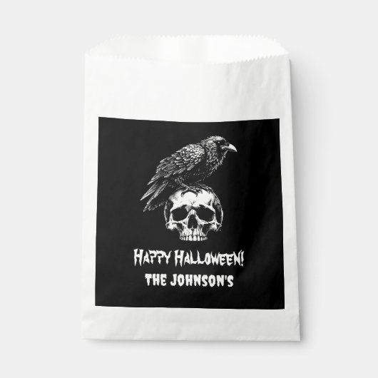 Spooky Raven Skull Cookie Halloween Gefälligkeitsa Geschenktütchen (Vorderseite)