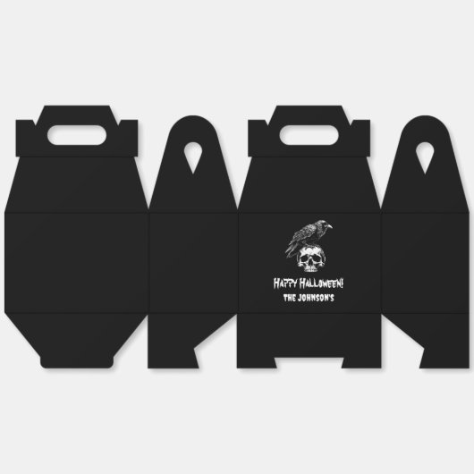 Spooky Raven Skull Halloween Gefälligkeitsbox Geschenkschachtel (Ungeklappt)