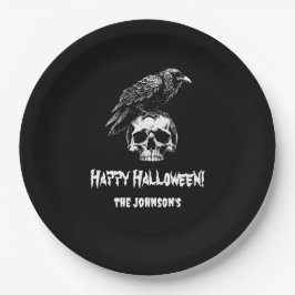 Spooky Raven Skull Halloween Papierplatte Pappteller