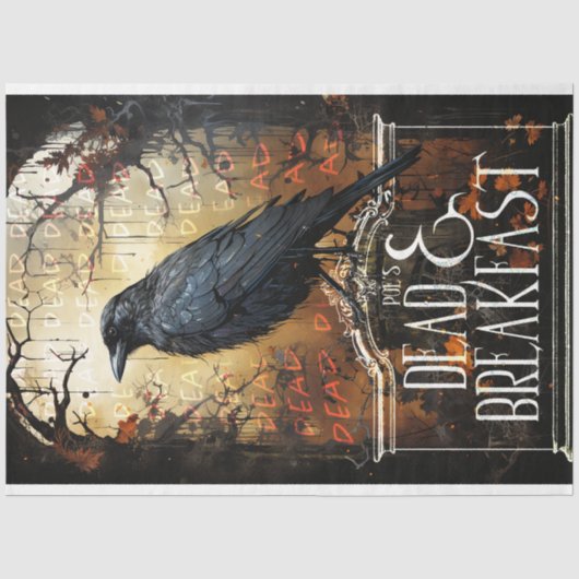 Spooky Raven Vintag Decoupage Seidenpapier (Vorderseite)
