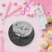 Spooky Ravens fliegen gegen den Vollmond Pappteller (Party)