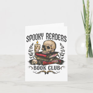 Spooky Readers Book Club Horror Skull Halloween Karte