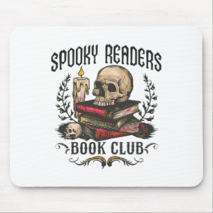 Spooky Readers Book Club Horror Skull Halloween Mousepad