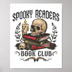 Spooky Readers Book Club Horror Skull Halloween Poster