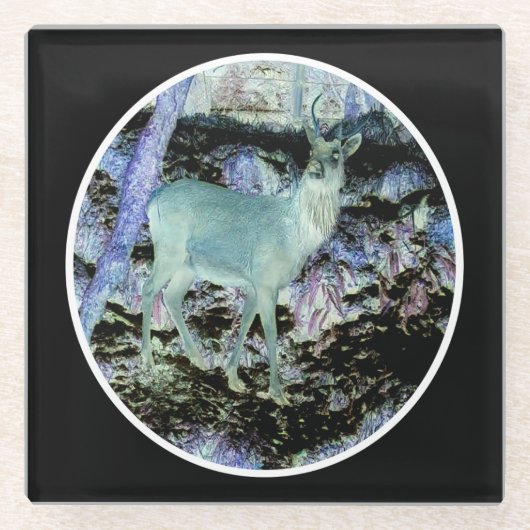 Spooky Red Deer Stag Glass Untersetzer (Vorderseite)
