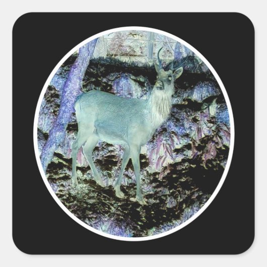 Spooky Red Deer Stag Quadratischer Aufkleber (Vorderseite)
