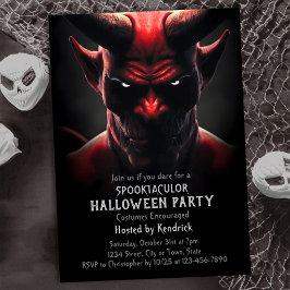 Spooky Red Devil Satan Halloween Costume Party Einladung