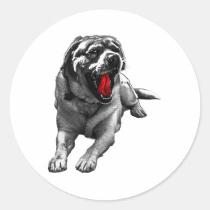 Spooky Red Tongue Pup Runder Aufkleber