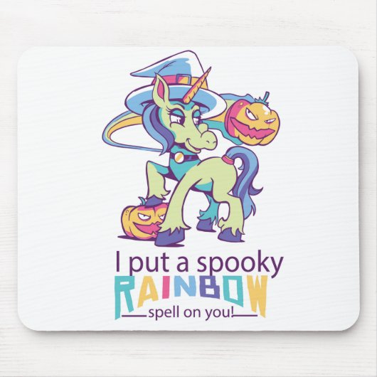 Spooky-Regenbogenzauber Halloween-Einhornhexe Mousepad (Vorne)