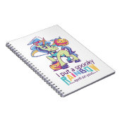 Spooky-Regenbogenzauber Halloween-Einhornhexe Notizblock (Rechte Seite)