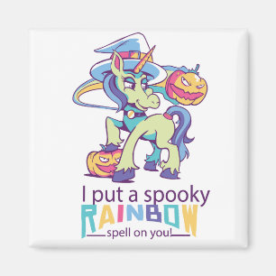 Spooky-Regenbogenzauber Halloween-Unicorn-Hexe Magnet