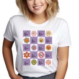 Spooky Retro Blumenschädel überprüft Tri-Blend Shirt