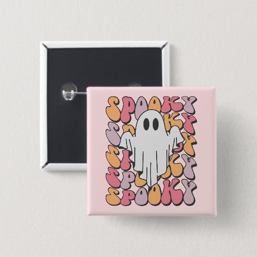 Spooky Retro Ghost Button (Vorne & Hinten)