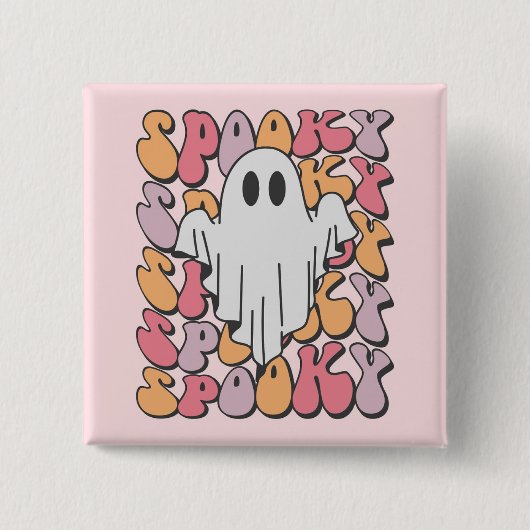 Spooky Retro Ghost Button (Vorderseite)