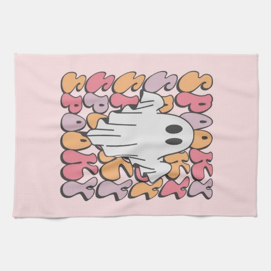 Spooky Retro Ghost Geschirrtuch (Horizontal)