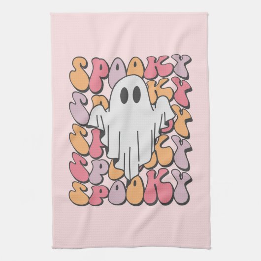 Spooky Retro Ghost Geschirrtuch (Vertikal)