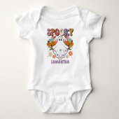 Spooky Retro Ghost Halloween Niedlich Baby Strampler (Vorderseite)