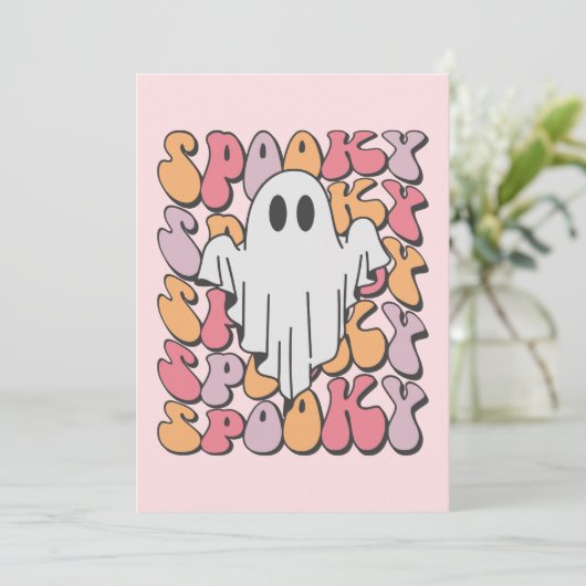 Spooky Retro Ghost Karte (Stehend Vorderseite)