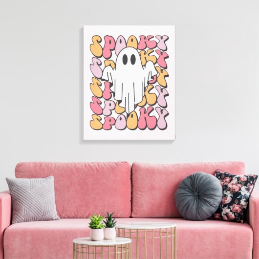 Spooky Retro Ghost Leinwanddruck (Insitu (Wohnzimmer))