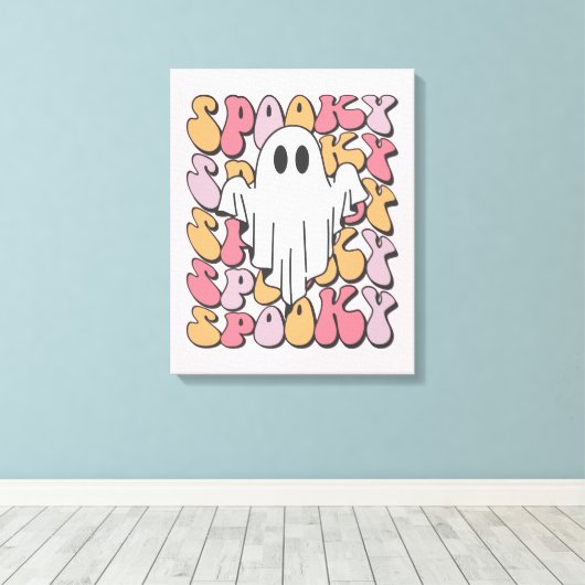Spooky Retro Ghost Leinwanddruck (Insitu (Holzboden))