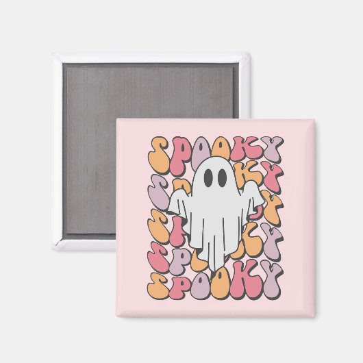 Spooky Retro Ghost Magnet (Vorderseite/Rückseite)