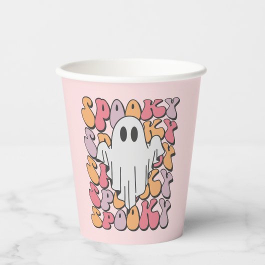 Spooky Retro Ghost Pappbecher (Vorderseite)