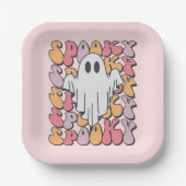 Spooky Retro Ghost Pappteller (Vorderseite)