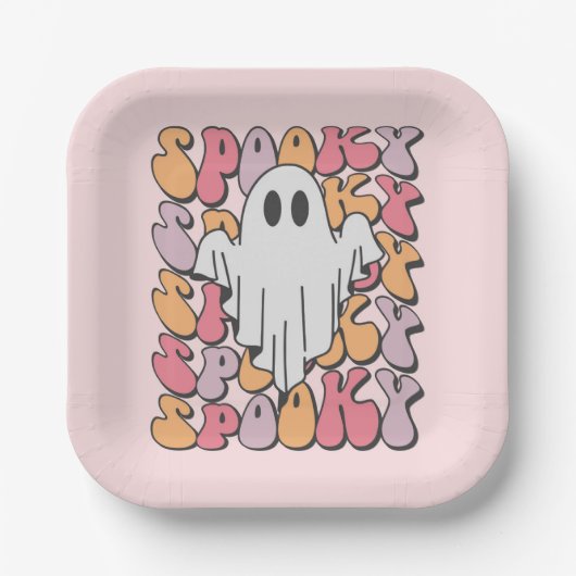 Spooky Retro Ghost Pappteller (Vorderseite)
