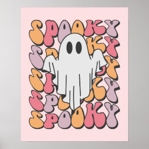 Spooky Retro Ghost Poster