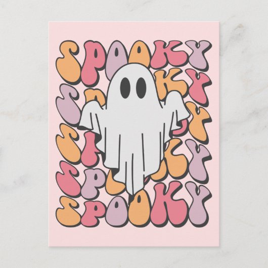 Spooky Retro Ghost Postkarte (Vorderseite)
